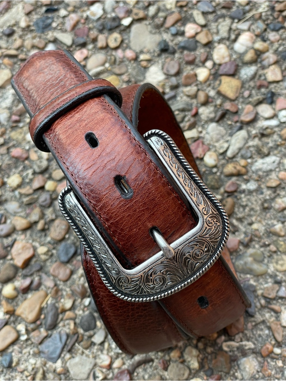 3D Belt Company Western Distressed Brown Leather Belt Men’s Size 36 Cowboy 1029